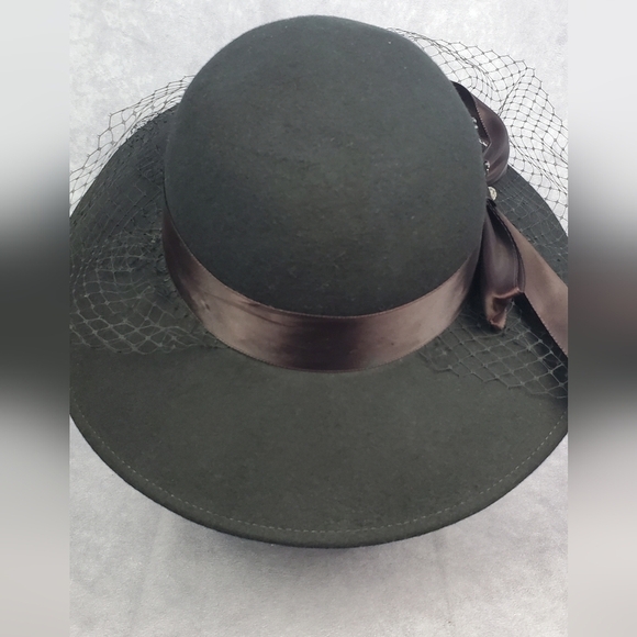WPL (5923) Elegant black vintage 70's y2k Woman’s Hat 100%Wool Made in USA - Picture 5 of 12